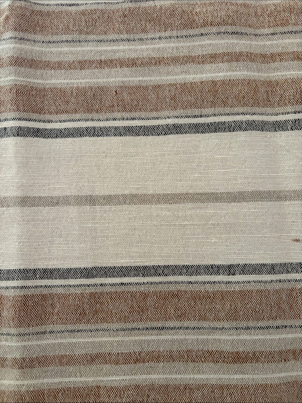 Neutral Striped Table Runner with Fringe Farmhouse Rustic Dining Décor - Picture 6 of 7